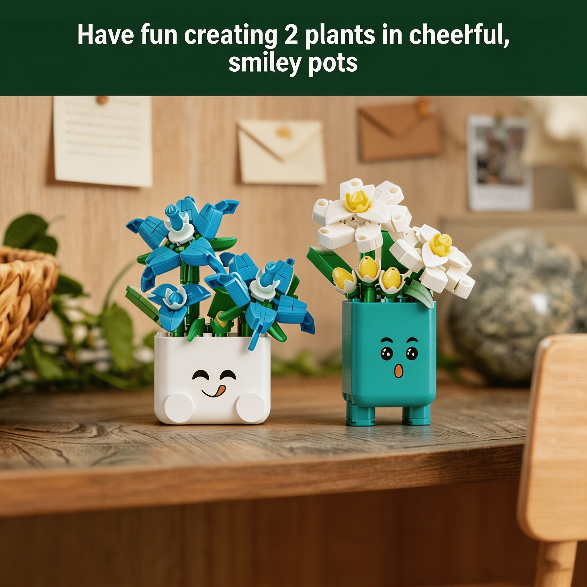 233pcs Cute Face Flower Pot Interlocking Building Blocks